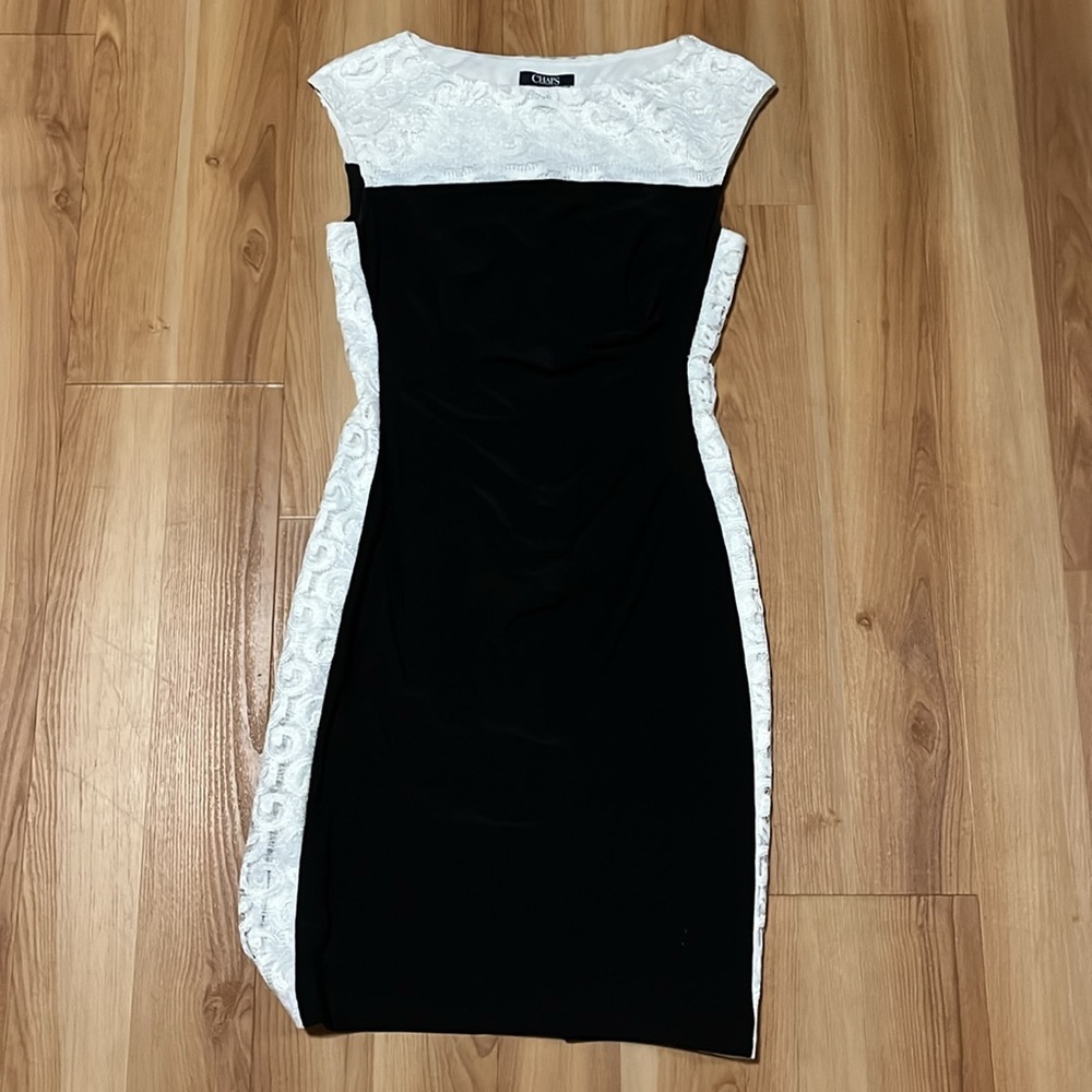 Black and White Cap Sleeve Dress - Picture 2 of 7